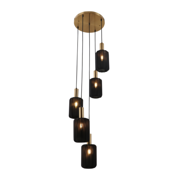 Luz colgante de cobre de 5 luces