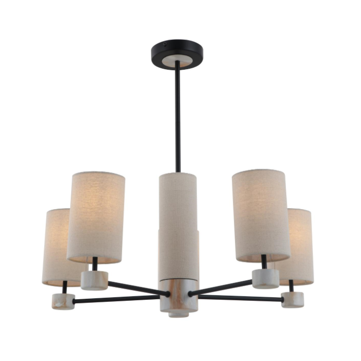 Lámpara colgante de metal 5 luces beige lino