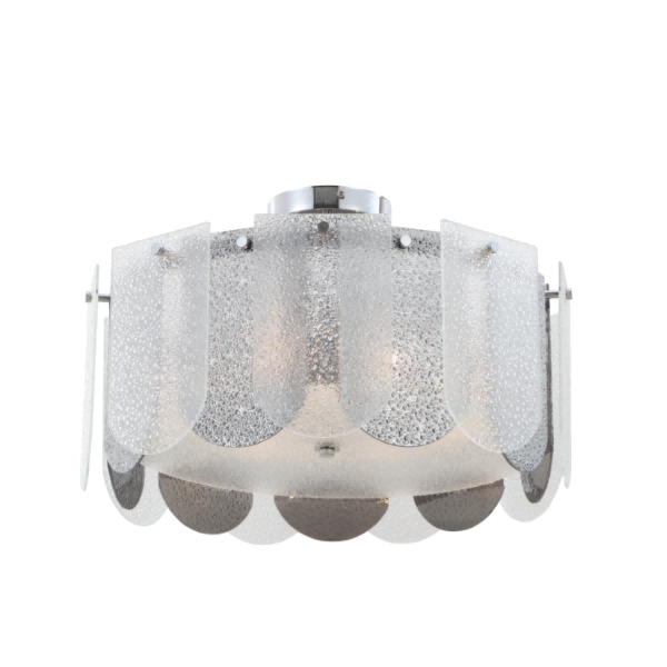 Luz de techo de tambor de tambor de acabado de espejo cromado de doble vidrio de 6 luces