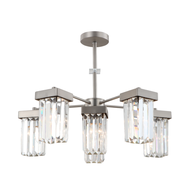 Candelera de techo de cristal K9 de níquel K9 de 6 luces