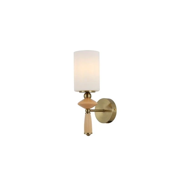 Aplique de pared de latón con pantalla de cristal opalino