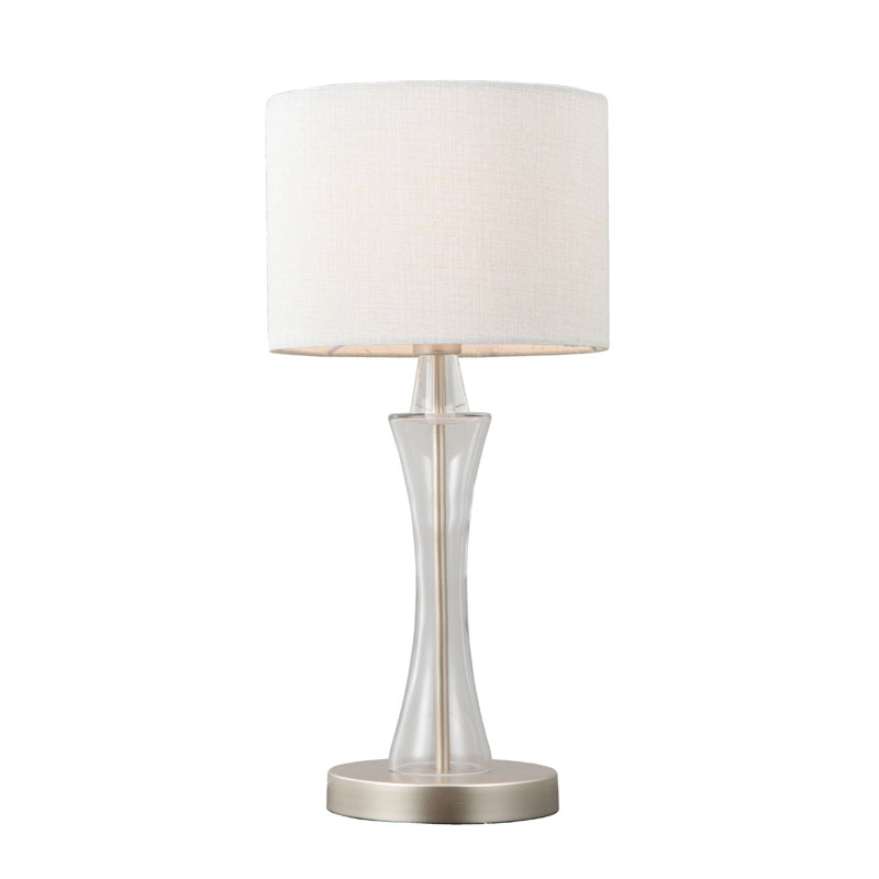 Lámpara de mesa textil contemporánea en color blanco crema