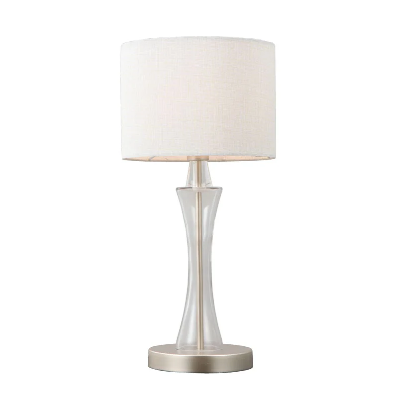 Lámpara de mesa textil contemporánea en color blanco crema