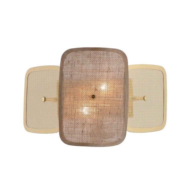 Luz de pared rústica de yute de bulbos duales