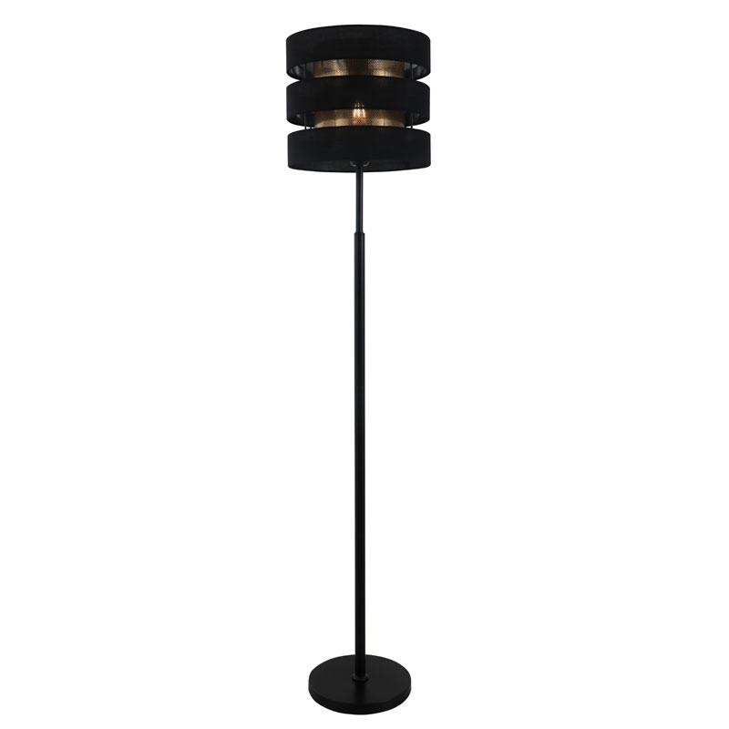 Lámpara de pie negra de doble pantalla