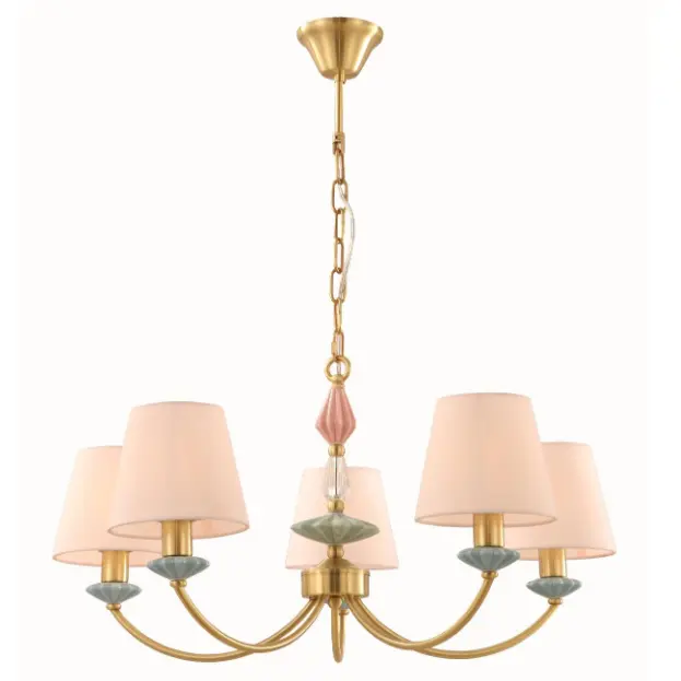 Elegante candelabro de cerámica de 5 luces con cadena ajustable