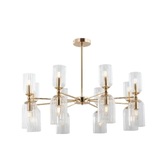 Luz de colgante de techo de sombra de vidrio dorado