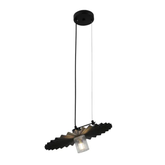 Lámpara colgante negra minimalista con sombra plisada