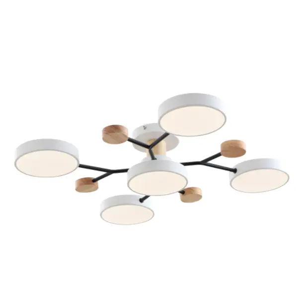 Lámpara de techo LED moderna con acento de madera