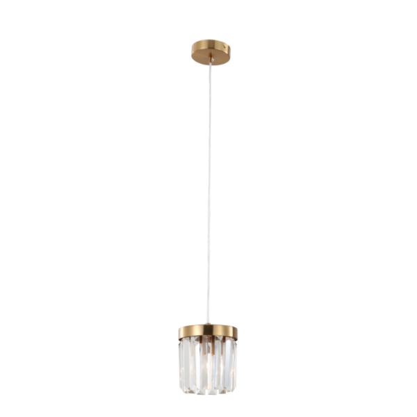 Luz de colgante de cristal de oro cepillado de base E14 individual