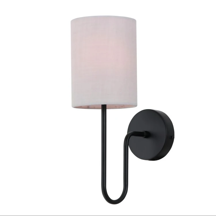 Aplique de pared de metal con luz ascendente y pantalla cilíndrica delgada