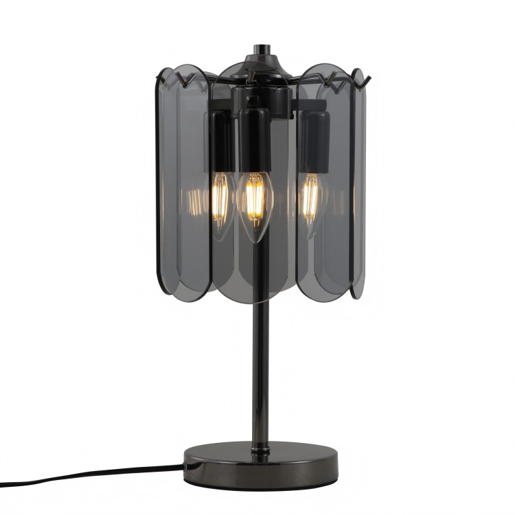 Lámpara de mesa Smoky Glasses de 3 luces para mesita de noche