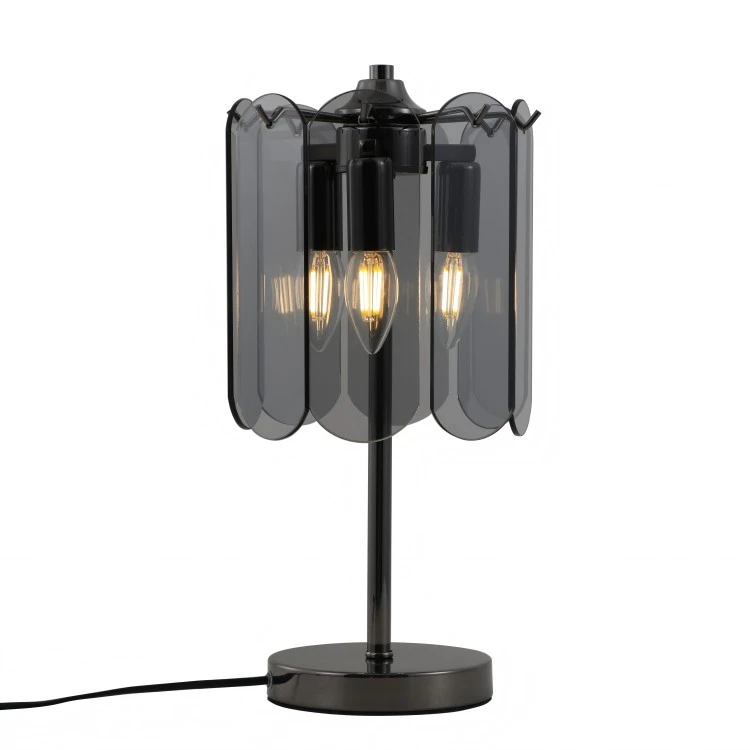 Lámpara de mesa Smoky Glasses de 3 luces para mesita de noche