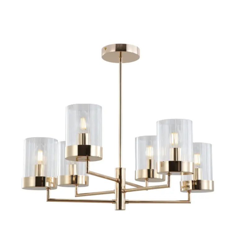 Luces colgantes modernas de oro de vidrio rayado
