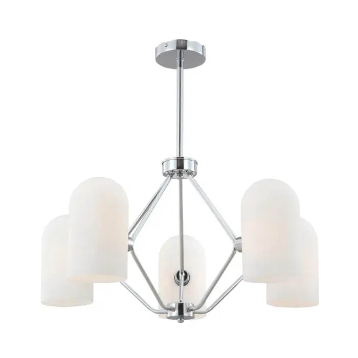 Lámpara de lámpara de 5 luces de cromo vintage