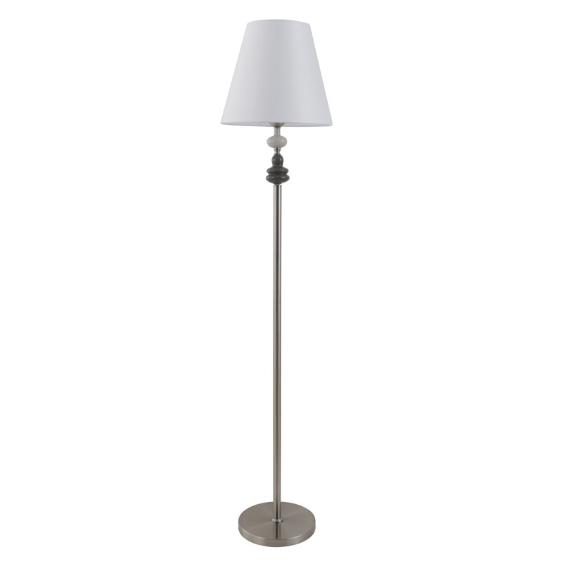 Lámpara de pie de altura ajustable de porcelana con pantalla blanca